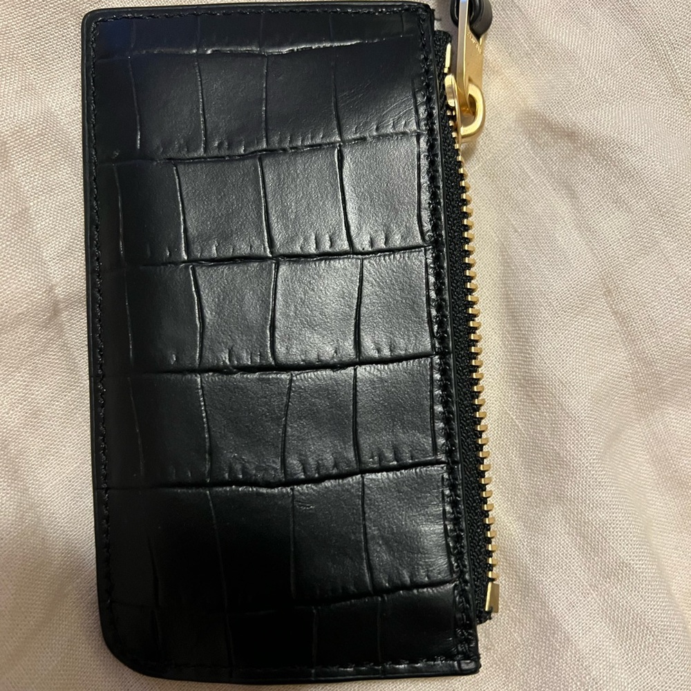 Allsaints Little Marlborough crocodile wallet in black